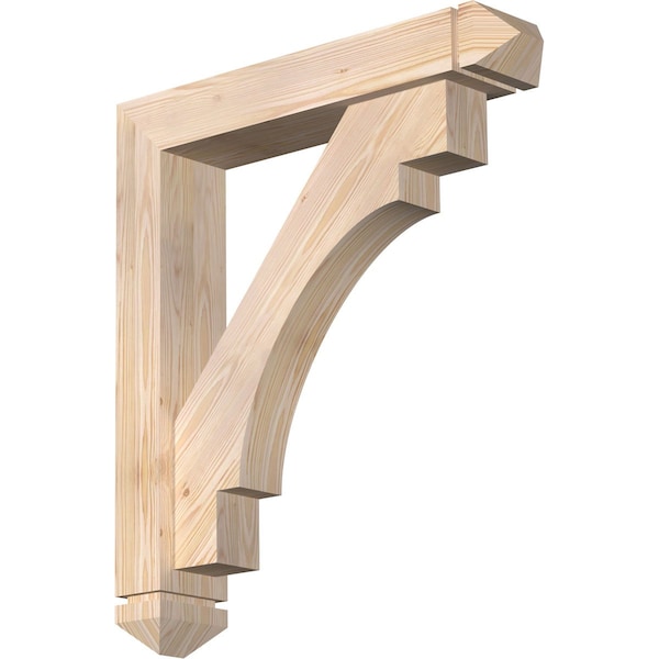 Ekena Millwork Merced Arts and Crafts Smooth Bracket w/ Offset Brace, Douglas Fir, 5 1/2"W x 28"D x 32"H BKT0604X28X32MRC03SDF - main